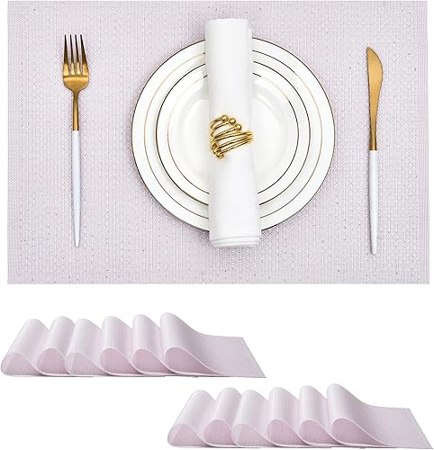 Miniatura 15 de Leetaltree juego de 6 manteles individuales de lentejuelas doradas de lujo - impermeables y lavables para boda, aniversario, uso diario - decoración