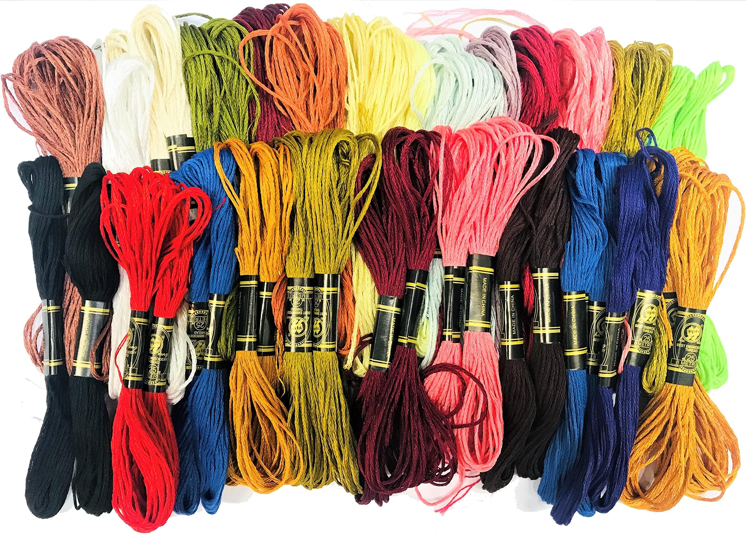 Embroidery Threads, 50pcs Multiple Colour skeins, Make Bracelets, Friendship Bands, Sewing String for Cross Stitch, Crafting, Knitting, DIY, Art & Craft Project