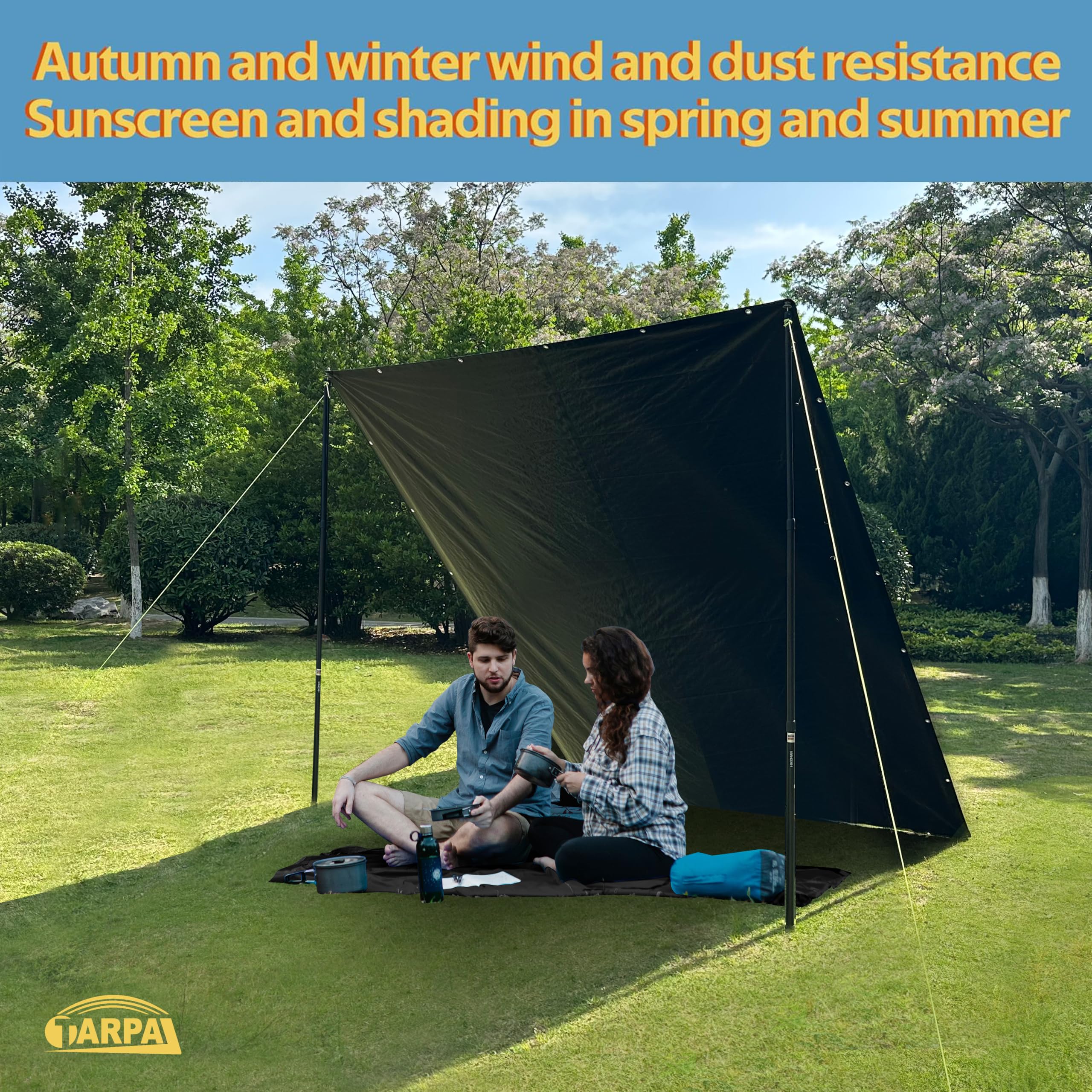 TARPAL tarp Waterproof 4x4 Feet(2Pack) Black 14mil Heavy Duty tarps