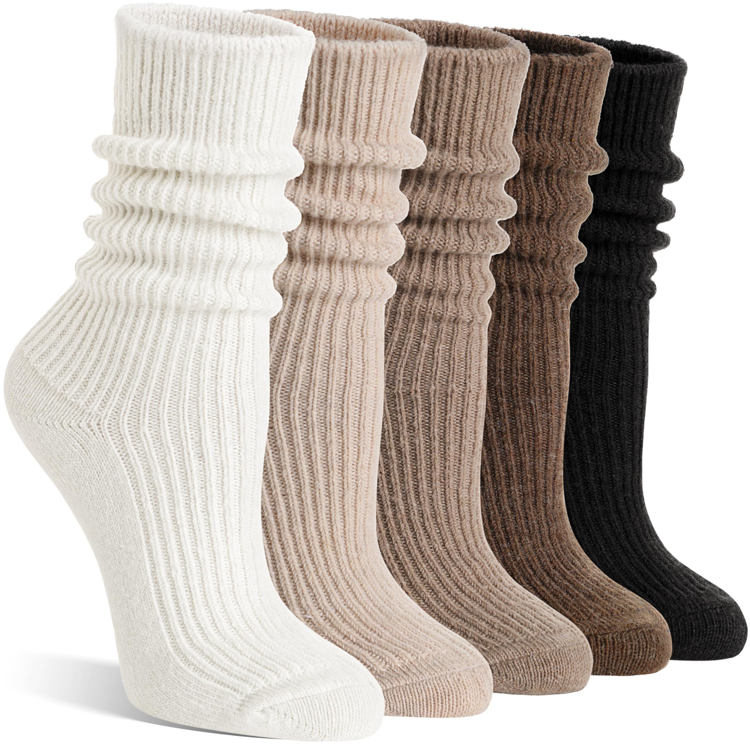 Women Merino Wool Slouch Boot Socks Warm Winter Thermal Slouchy Scrunch Cozy Knit Comfy Work Socks for 5