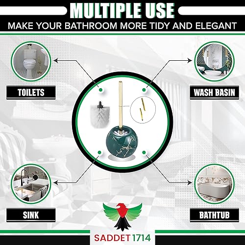 Miniatura 7 de Escobilla de inodoro verde con un cepillo extra - Escobilla de inodoro de mármol - Escobilla de inodoro de cerámica - Cepillo limpiador de inodoro -