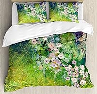 Vista 300 de Ambesonne Juego de funda de edredón de baloncesto, silueta de jugador de baloncesto, promoción de campeonato de competencia de atleta, juego de ropa