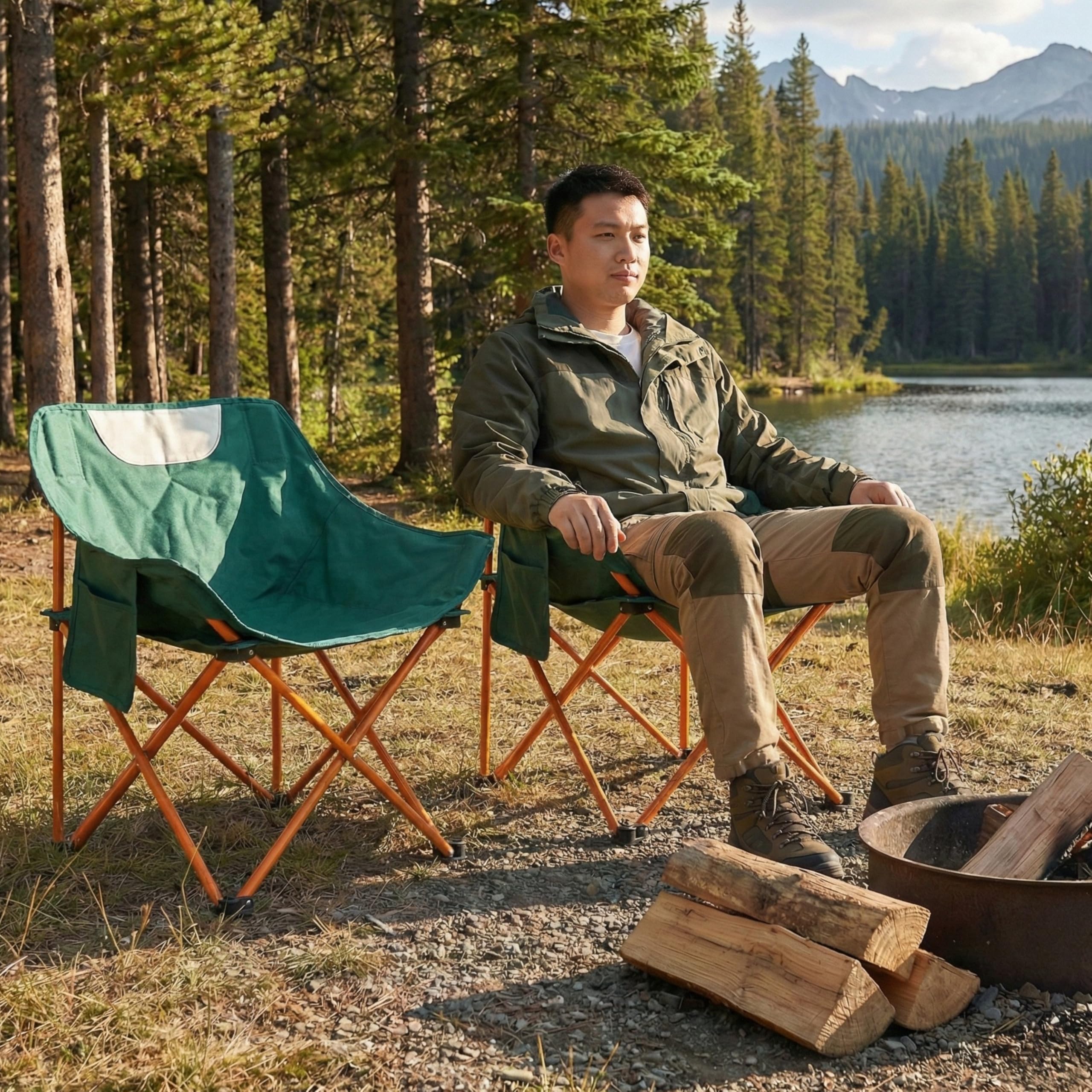 Kraptick Foldable Camping Chair – Heavy Duty Portable Moon Chair for Adults Rust Proof Lightweight Outdoor Folding Seat with Carry Bag for Hiking Fishing Garden Balcony & Picnic (Green)-image-23