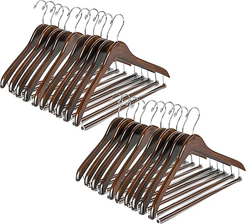 Miniatura 1 de Quality Hangers Perchas de madera hermosas y resistentes para abrigos, perchas curvas, ideales para viajeros, colgador resistente con barra de