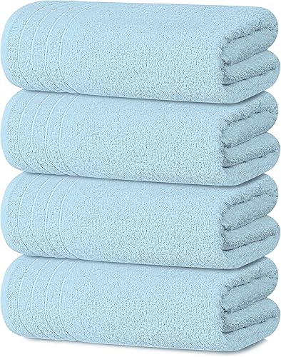 Vista 68 de Tens Towels Paquete de 4 toallas de baño extragrandes de 30 x 60 pulgadas, 100% algodón, más grandes y ligeras, más rápidas de secar, súper suaves