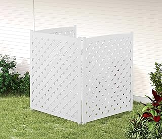 3-Panel Outdoor Air Conditioner Fence Screen, Outside Wood Privacy Fence, 32" W x 38" H