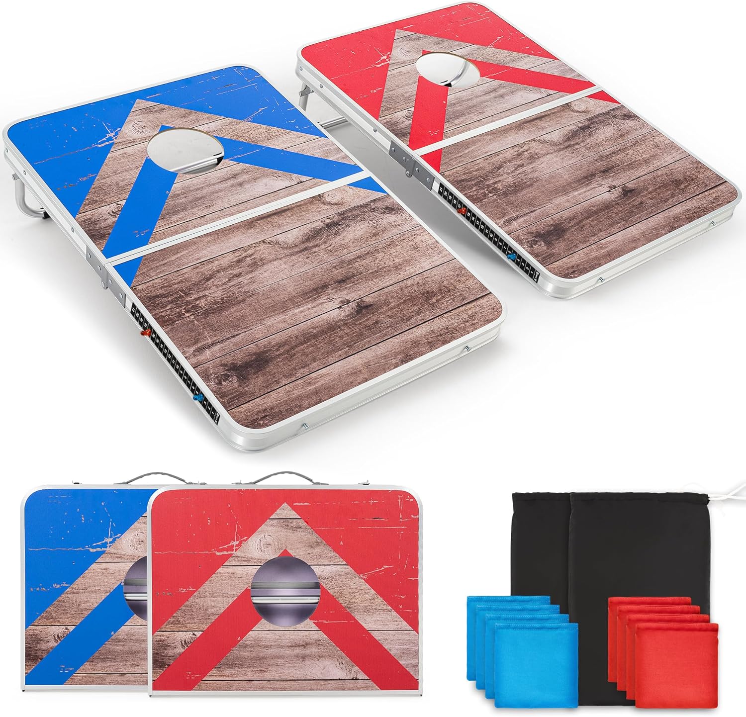 ropoda Cornhole Board Set with Score Sheet, 4×2/3×2 FT Regulation Size Corn Hole Games for Adults with Lightweight Aluminum Alloy Edging, Yard/Outdoor/Backyard Games