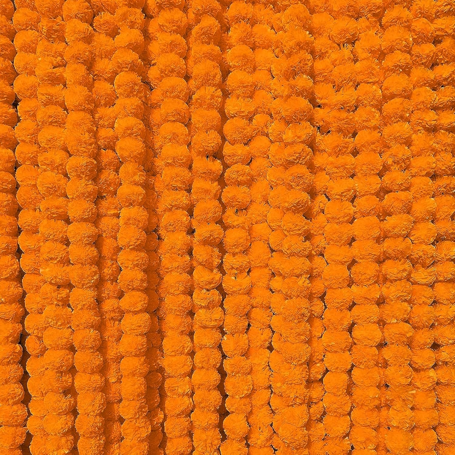TIED RIBBONS Marigold Garland for Decoration | 5 Feet, Orange | Pack of 5 | Marigold Flower Indian Wedding Decoration Garland for Mantle, Christmas Decorations, Christmas Décor