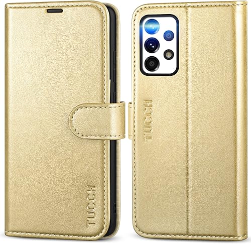 Miniatura 1 de TUCCH Funda tipo cartera para Galaxy A52A52s, con funda interior de TPU a prueba de golpes, bloqueo RFID, ranura para tarjetas, funda magnética de