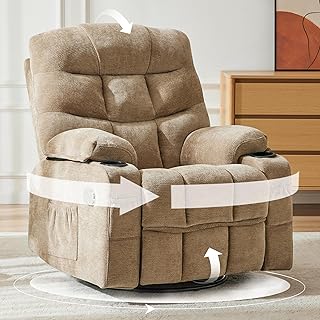 Hicosit Manual 360°Swivel Rocker Recliner Chair,Single Recliner Seat with Cup Holders,Recliner Chairs for Adults, Upholste... Price In India