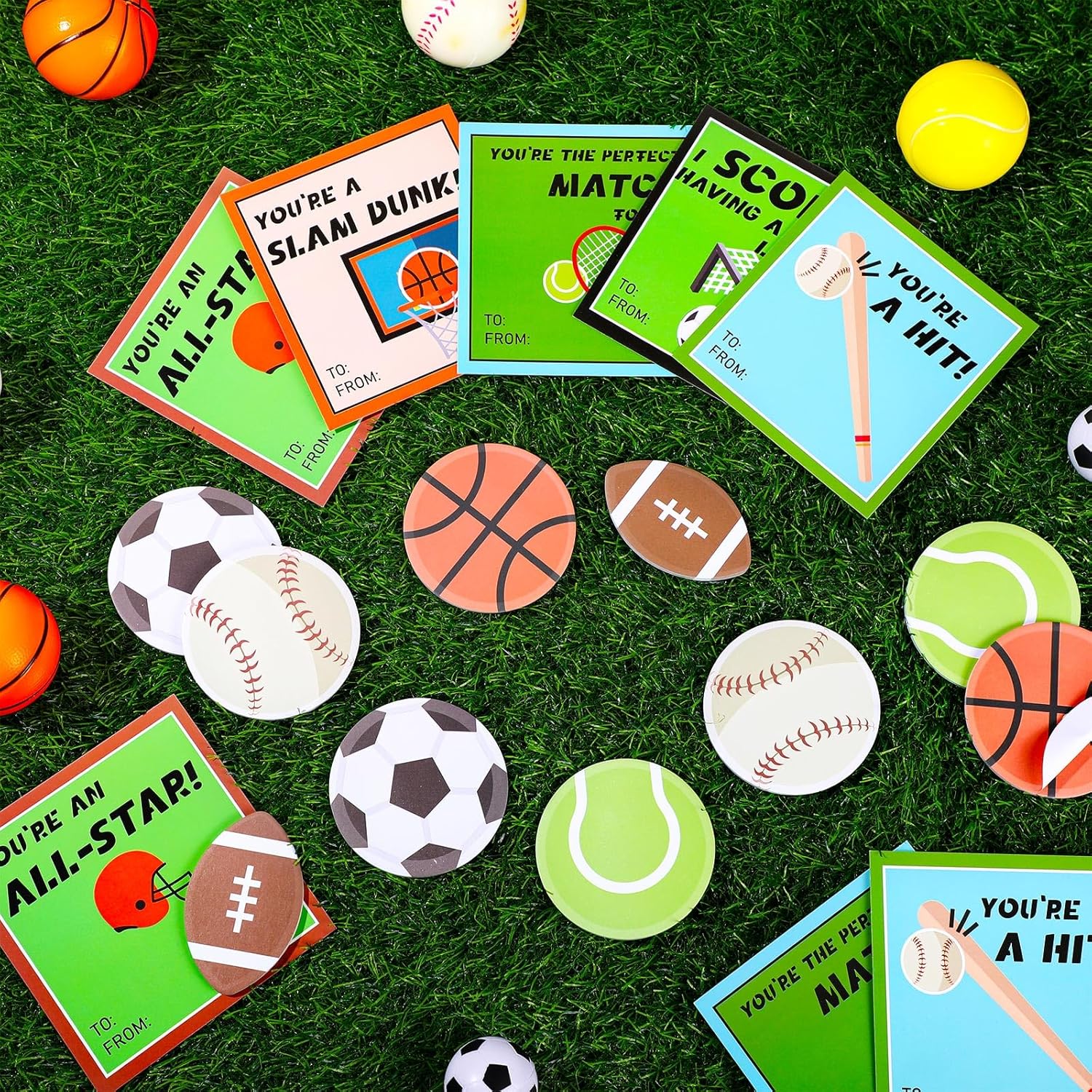 30 Pack Sports Party Favors with Sports Sticky Notes Cards Basketball Football Baseball Soccer Tennis Party Supplies Game Prizes Office School Supplies for Sport Lovers Students Teachers