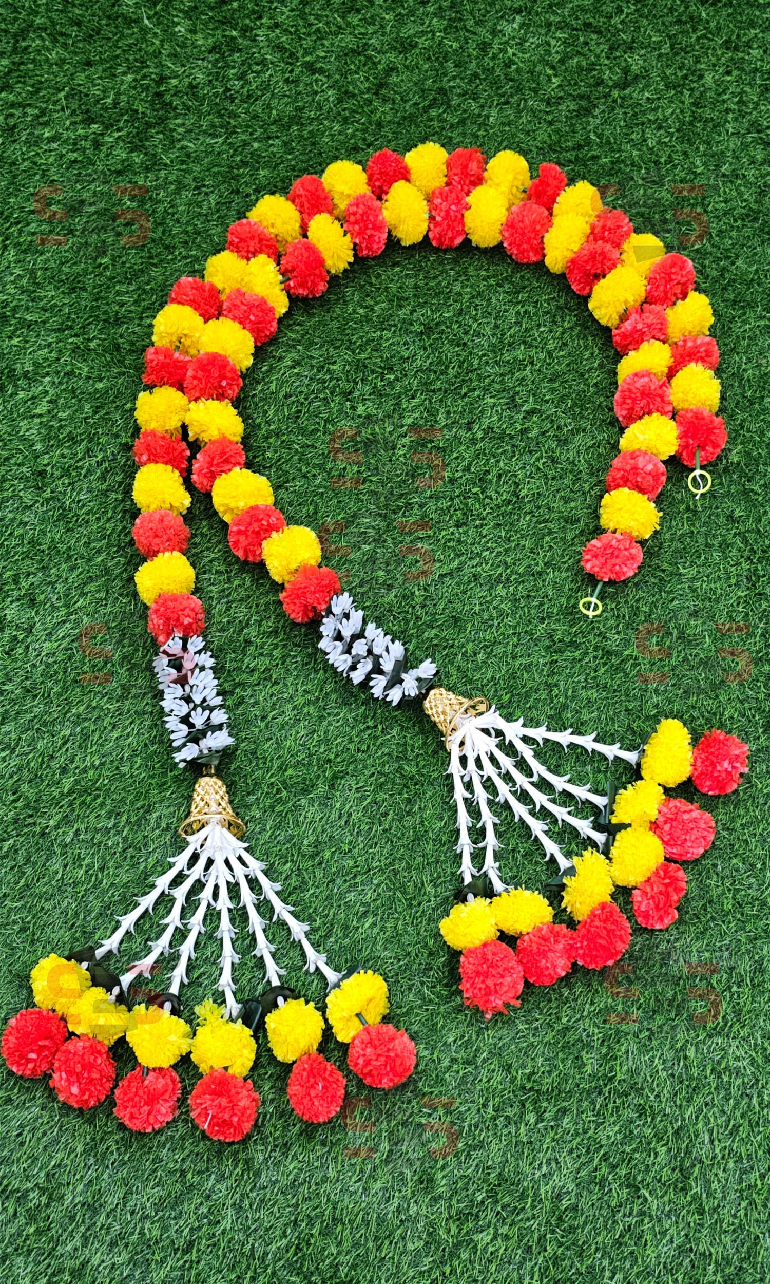 S2S Marigold Garland For Decoration Artificial Marigold Flowers Decorations Indian Décor For Pooja,Wedding,Events,Diwali,Decor 2Pcs(Orange&Yellow),90 Cm (B0CXTDWYJM) Amazon Price History, Amazon Price Tracker