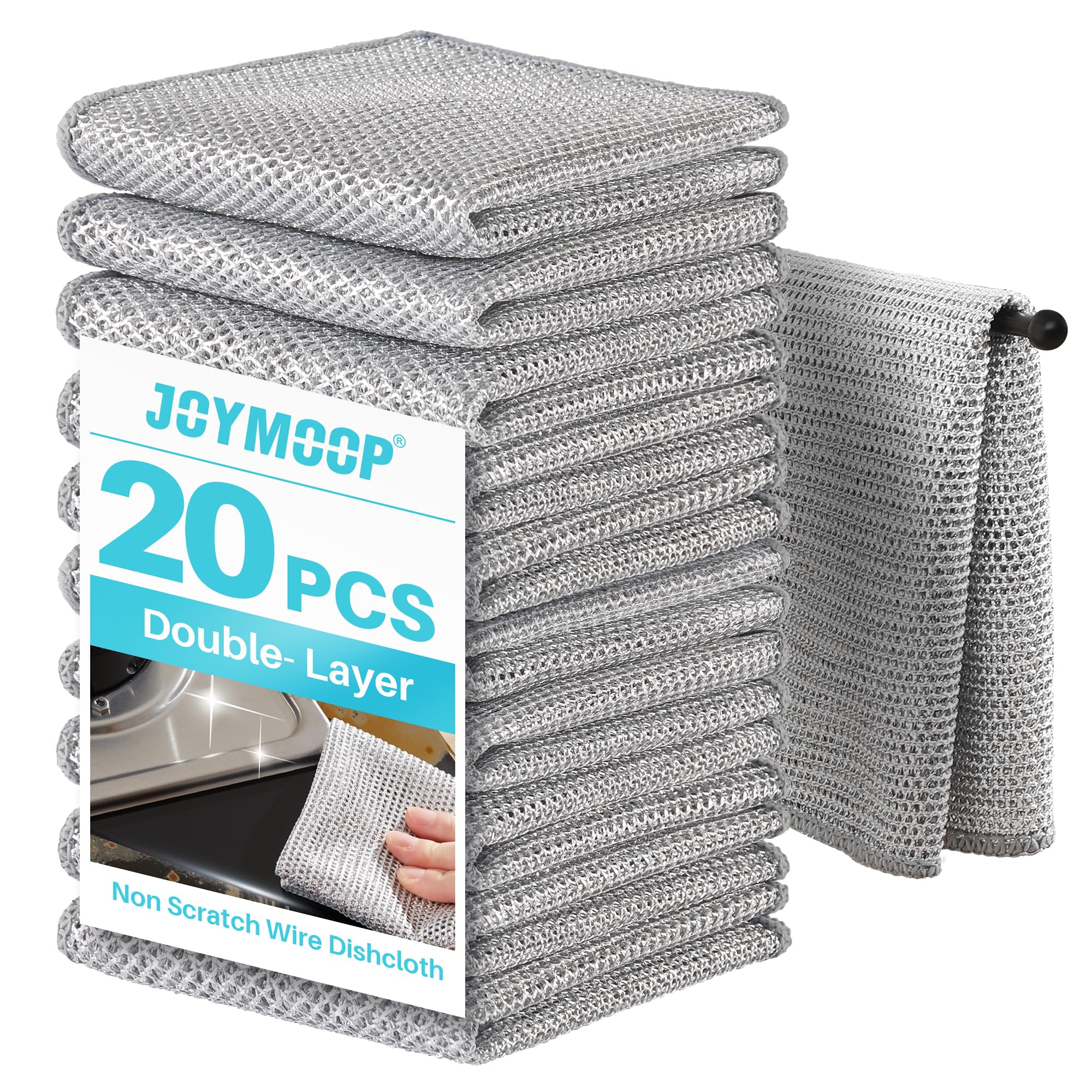 JOYMOOP 20PCS Non Scratch Wire Multipurpose Dishcloth 11.8" x 11.8"