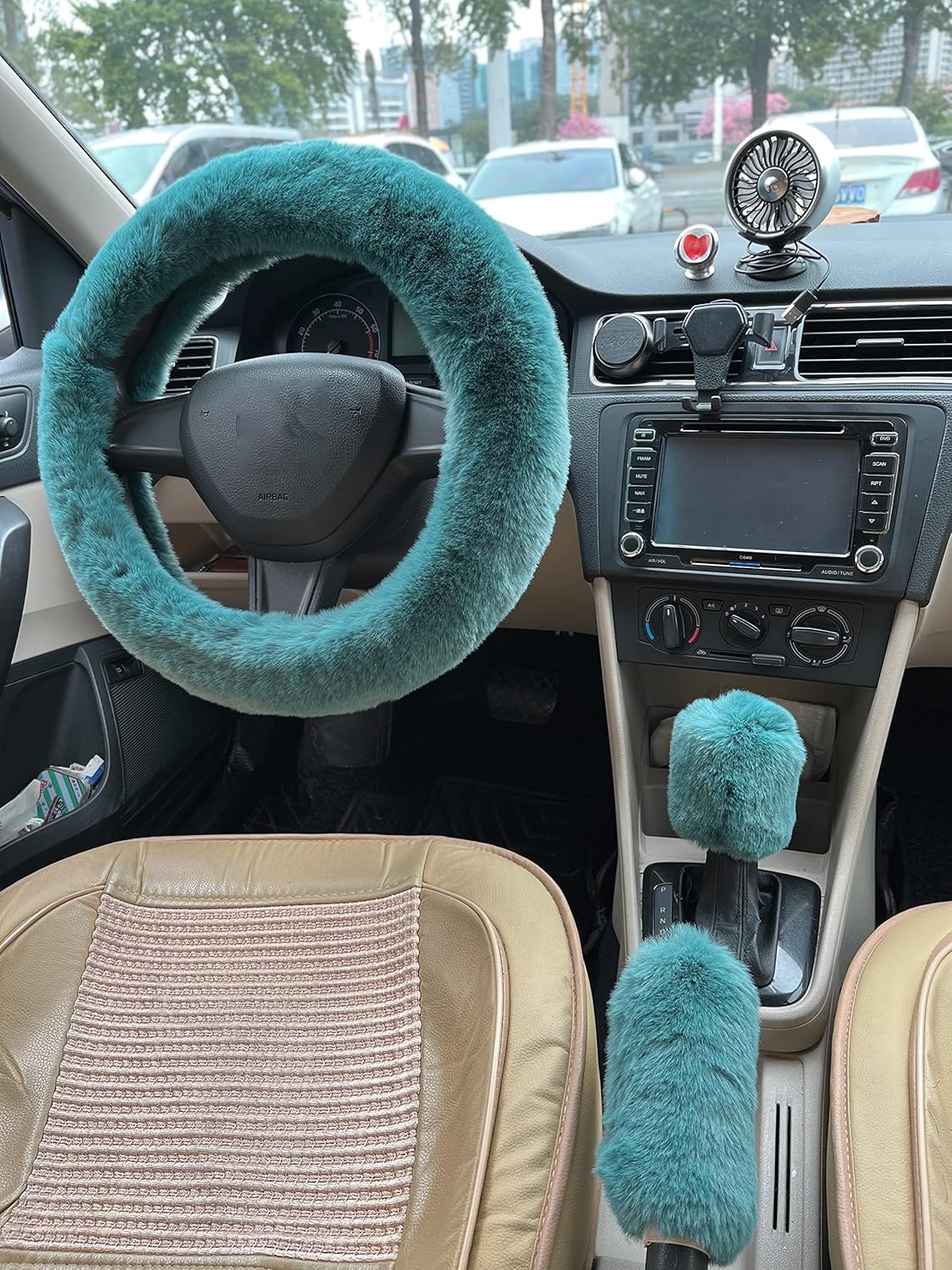 Soft Steering Wheel Cover with Handbrake Cover & Gear Shift