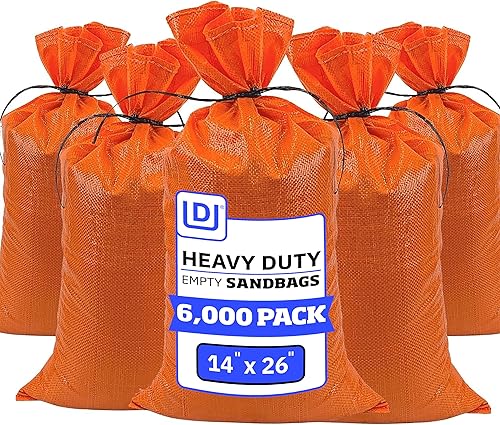 Miniatura 32 de DURASACK Bolsas de arena resistentes con cuerdas de amarre, bolsas de arena de polipropileno tejidas vacías para control de inundaciones con 1600