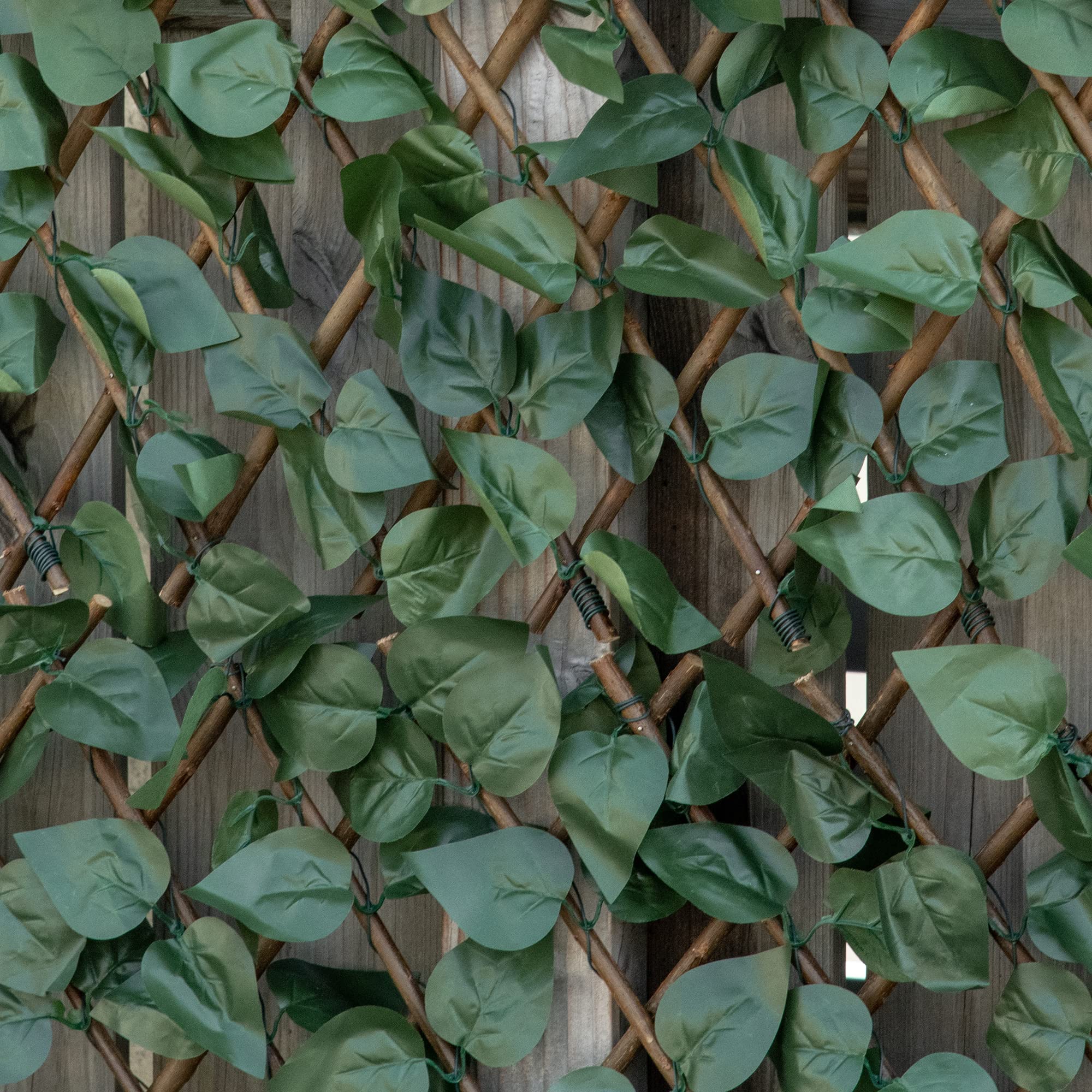 Outsunny Lot de 4 Haies Artificielles de Lierre, Feuilles Murale Brise-vue Extensible en Polyester Osier, Clôture Décorative Artificielle 200 x 100 cm pour Jardin Extérieur Balcon Terrasse, Vert