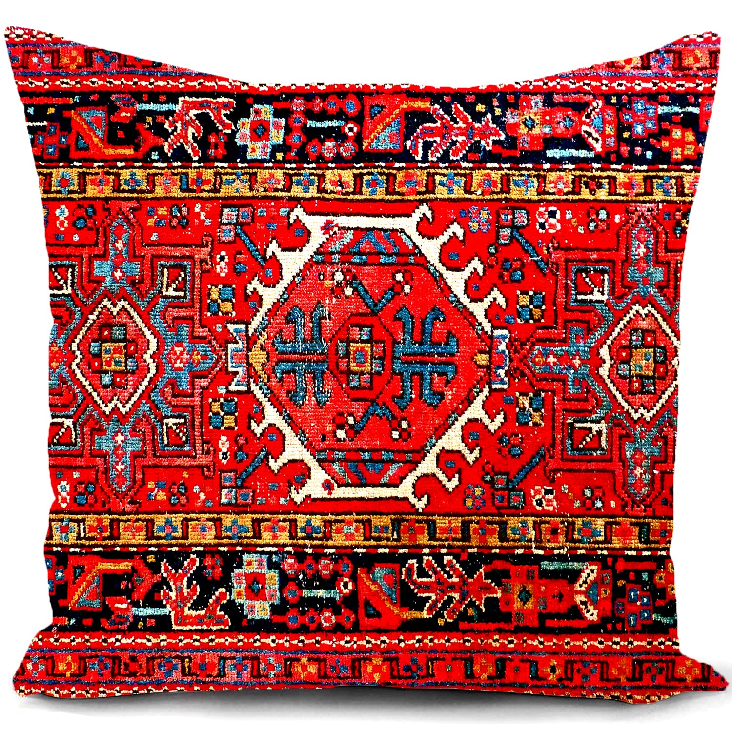 Funda de cojín de Color Rojo Oriental Turco, decoración del hogar, Tribal, étnico, Persa, decoración para Sala de Estar, sofá, 40 x 40 cm