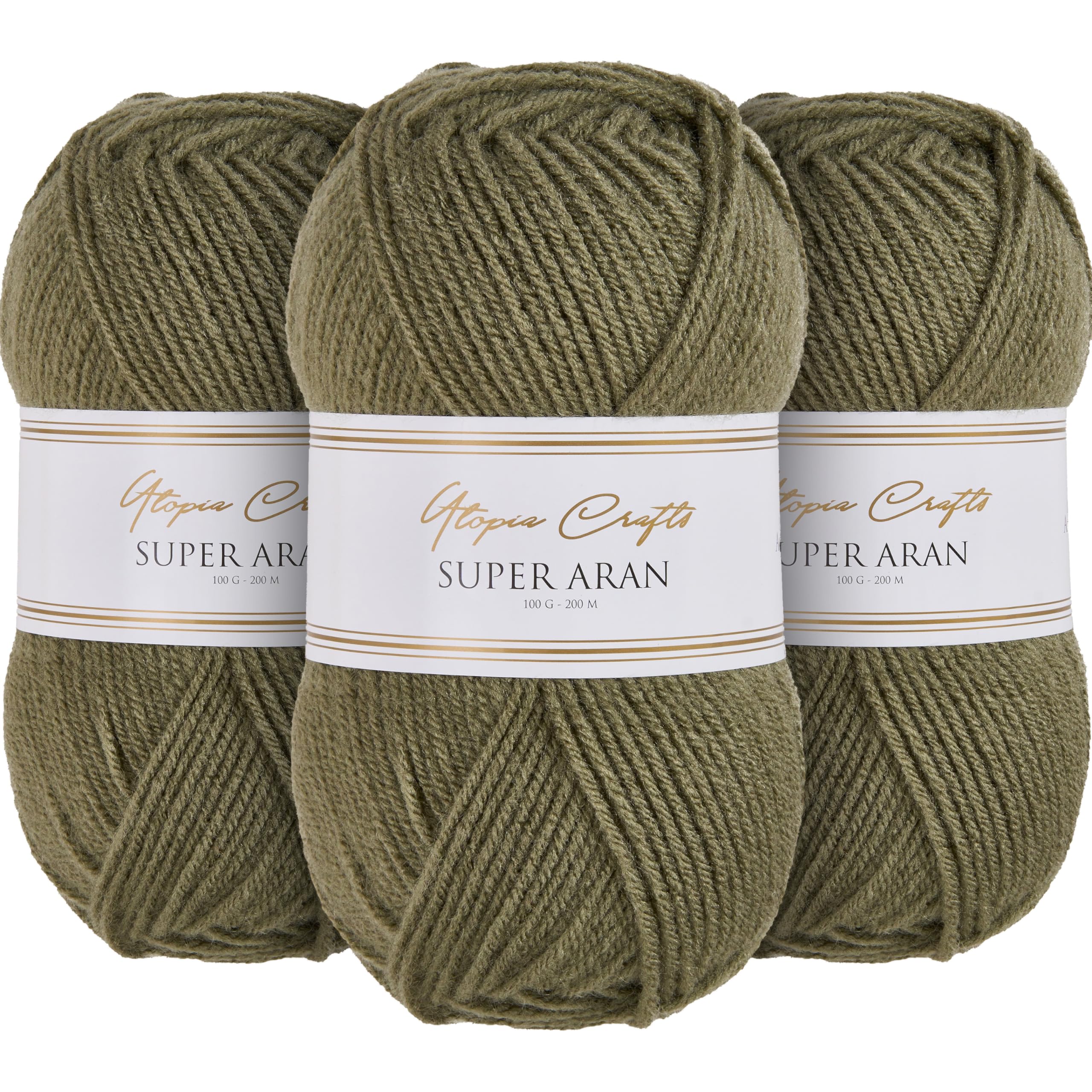 Utopia Crafts Super Aran Knitting and Crochet Yarn 3X 100g (Sage)