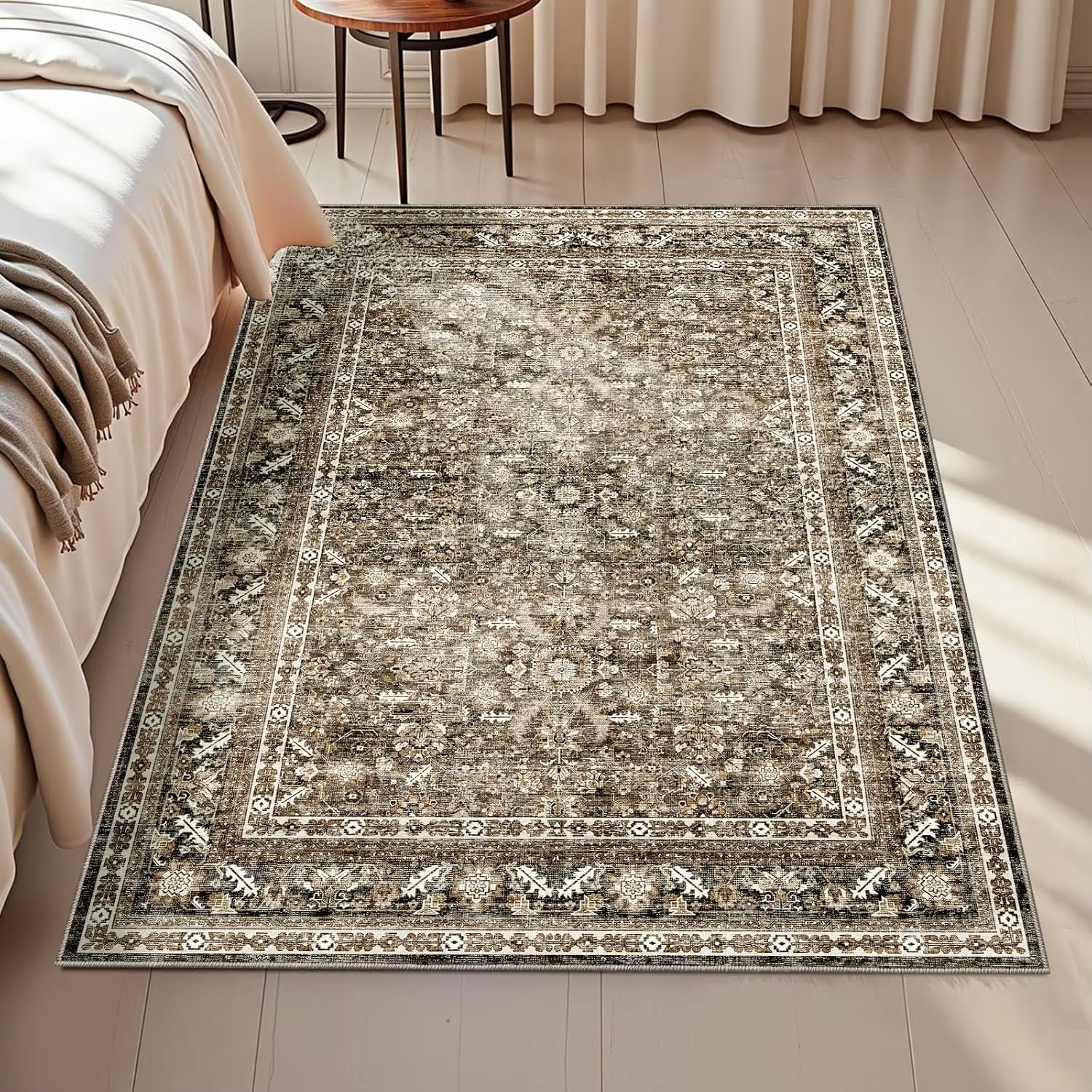 Tapis de cuisine rétro traditionnel antidérapant rose idéal pour sol de salon cosy