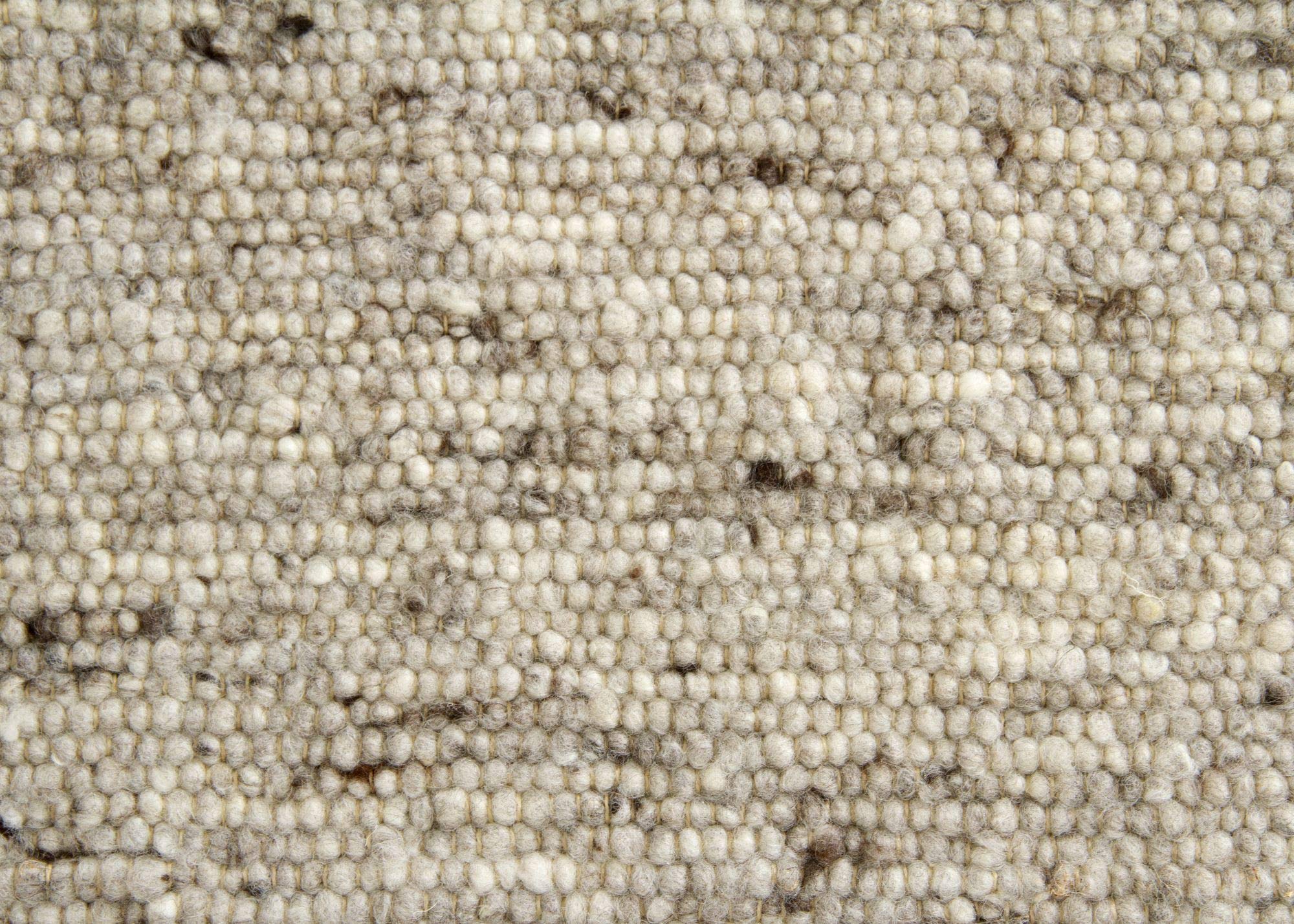 Steffensmeier Handwebteppich Birgsau | Wolle (Schurwolle), Natur Grau, handgewebt, Größe: 130x200 cm Wohnzimmer und Schlafzimmer