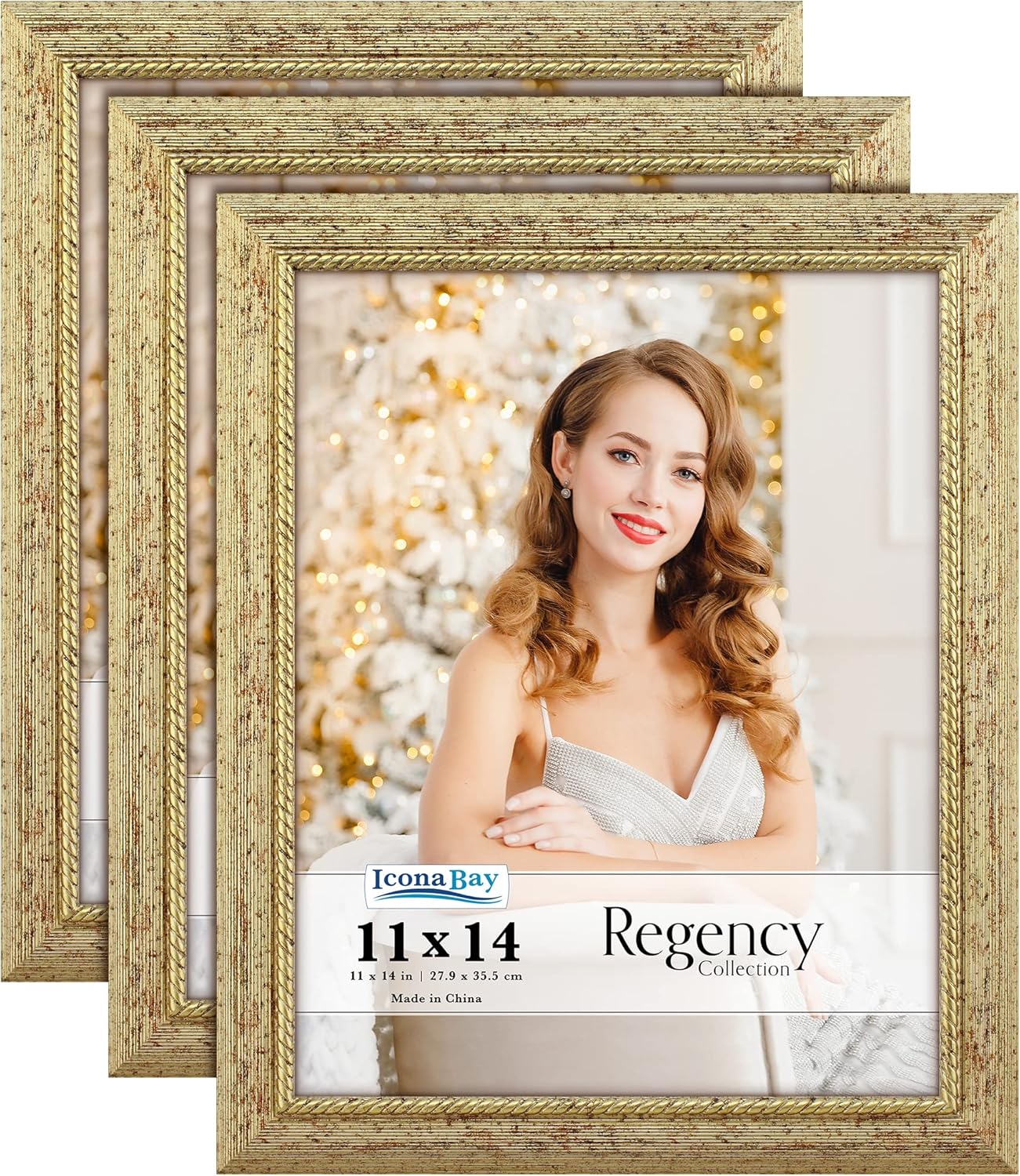 Icona Bay 11x14 (28x36 cm) Picture Frames (Gold, 3 Pack), Baroque Style
