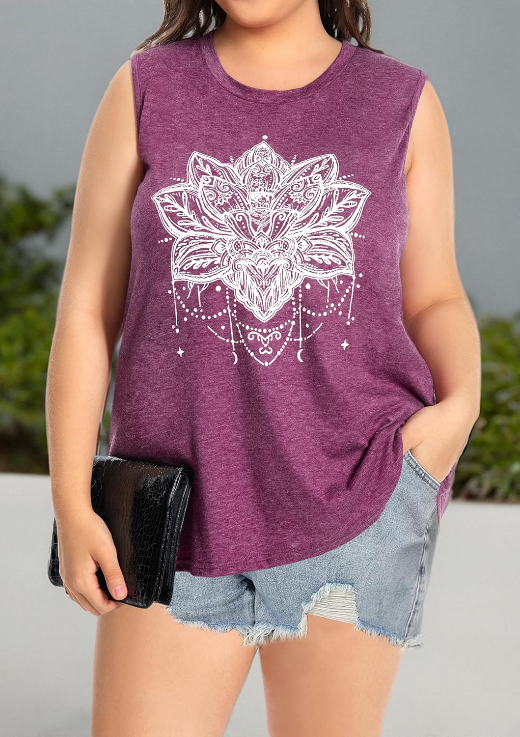 Plus Size Tops for Women Sleeveless Summer Tank Top Loose Fit Casual Tunics Shirts - Image 8