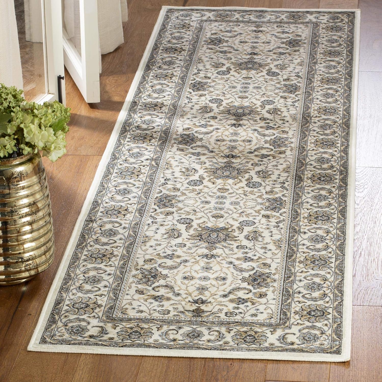 SAFAVIEH Atlas Collection Accent Rug - 2'2" x 3'7", Taupe & Blue, Traditional Oriental Viscose Design, Ideal for High Traffic Areas in Entryway, Living Room, Bedroom (ATL671E)
