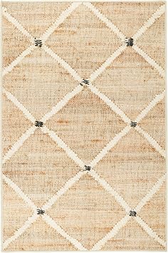 Dash and Albert Kali, Natural, 2 x 3, Diamond, Soft and Cozy, High Traffic, Lightweight, Anti-Slip, Durable, Machine Washable Area Rug for Bedroom, Living Room, Dining, Den, Foyer, Entryway