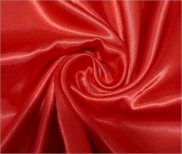 Silky Satin Polyester Fabric for Dressmaking Wedding Crafts Quilting Sewing 150cm Wide (2500 x 150cm / 984" x 60", Red)