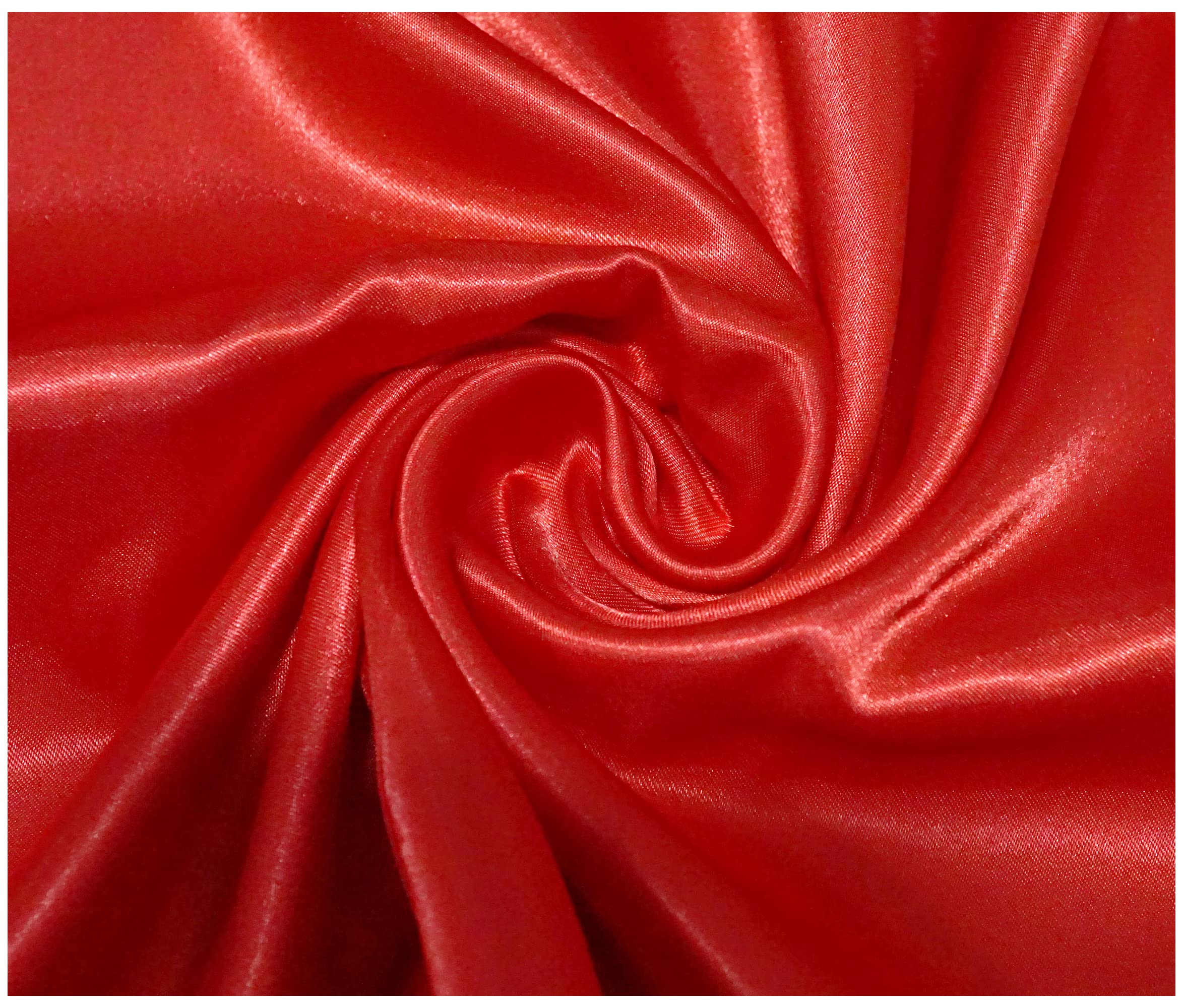 Silky Satin Polyester Fabric for Dressmaking Wedding Crafts Quilting Sewing 150cm Wide (100 x 150cm / 39" x 60", Red)