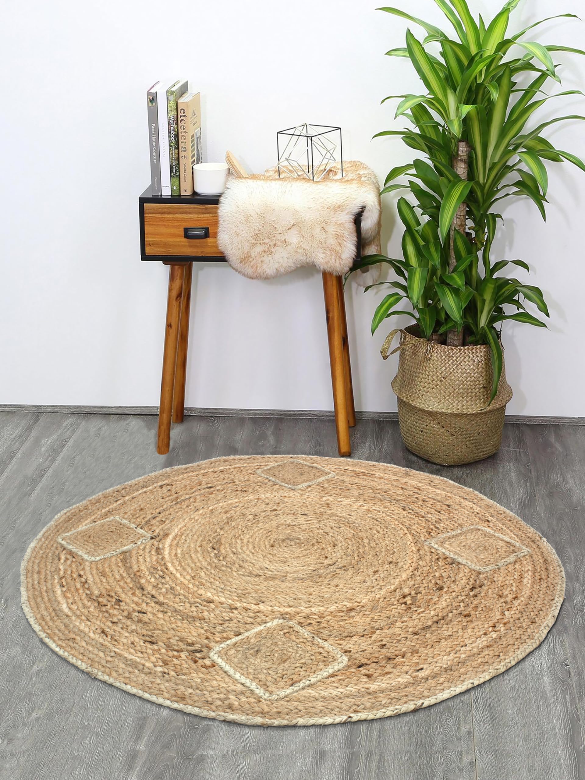 Nirmal Home Hand Woven Braided Carpet Rugs|Round Traditional Design Jute Door mat|Mat for Bedroom,Living Room,Dining Room,Yoga. (Design 14, 60X60 CM) (B0D4MFPYQB) Amazon Price History, Amazon Price Tracker