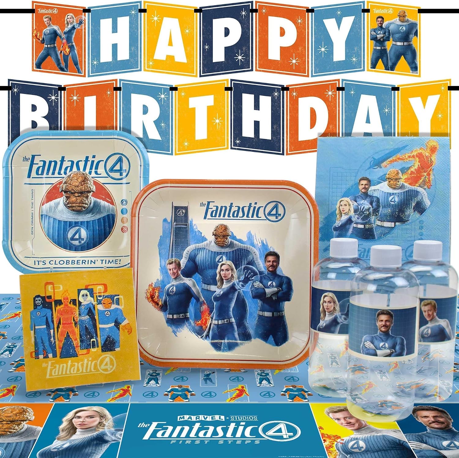 Fantastic Four Party Supplies - Standard Pack | Birthday Decorations & Tableware for 24 Guests