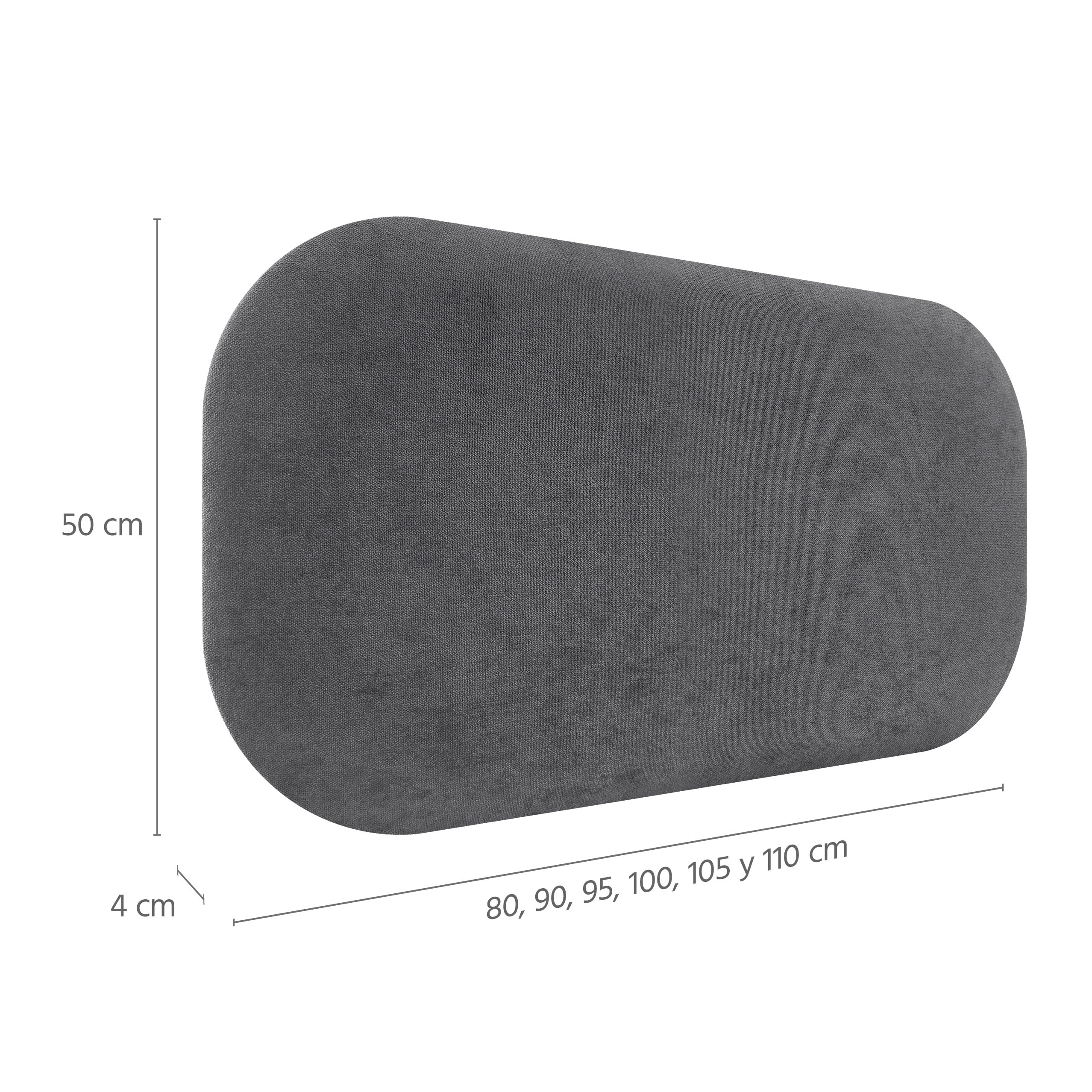 DHOME Cabecero Tapizado Curvo Liso Tela Aqualine 50cm Altura para Pared Acústicos Cabeceros Absorbentes Cabezal Cama Dormitorio (Gris Ceniza, 105cm)