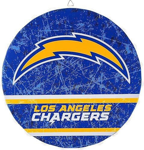Miniatura 6 de Letrero de pared de Los Angeles Chargers de 13 pulgadas con tapa de botella envejecida, edición limitada, de FOCO Chargers, representa a la NFL y