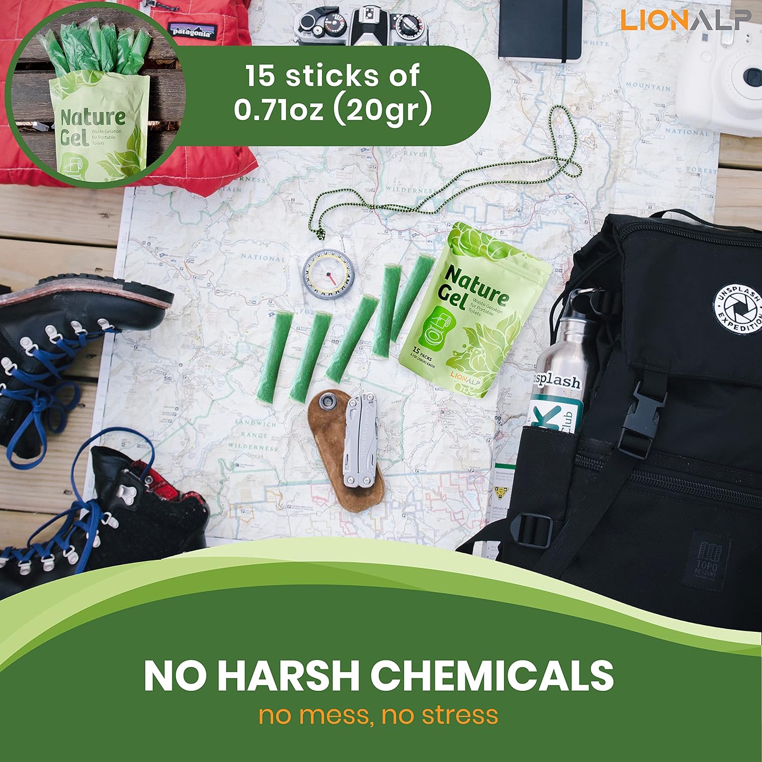 3 PK - Nature Gel for Portable Emergency Toilet | Eco-Friendly Urine Absorbent Gelatin for Outdoor & Foldable Port-A-Potty, Rapid Absorb & Gelling Liquid Waste for Camping, Boating & Hiking : Sports & Outdoors