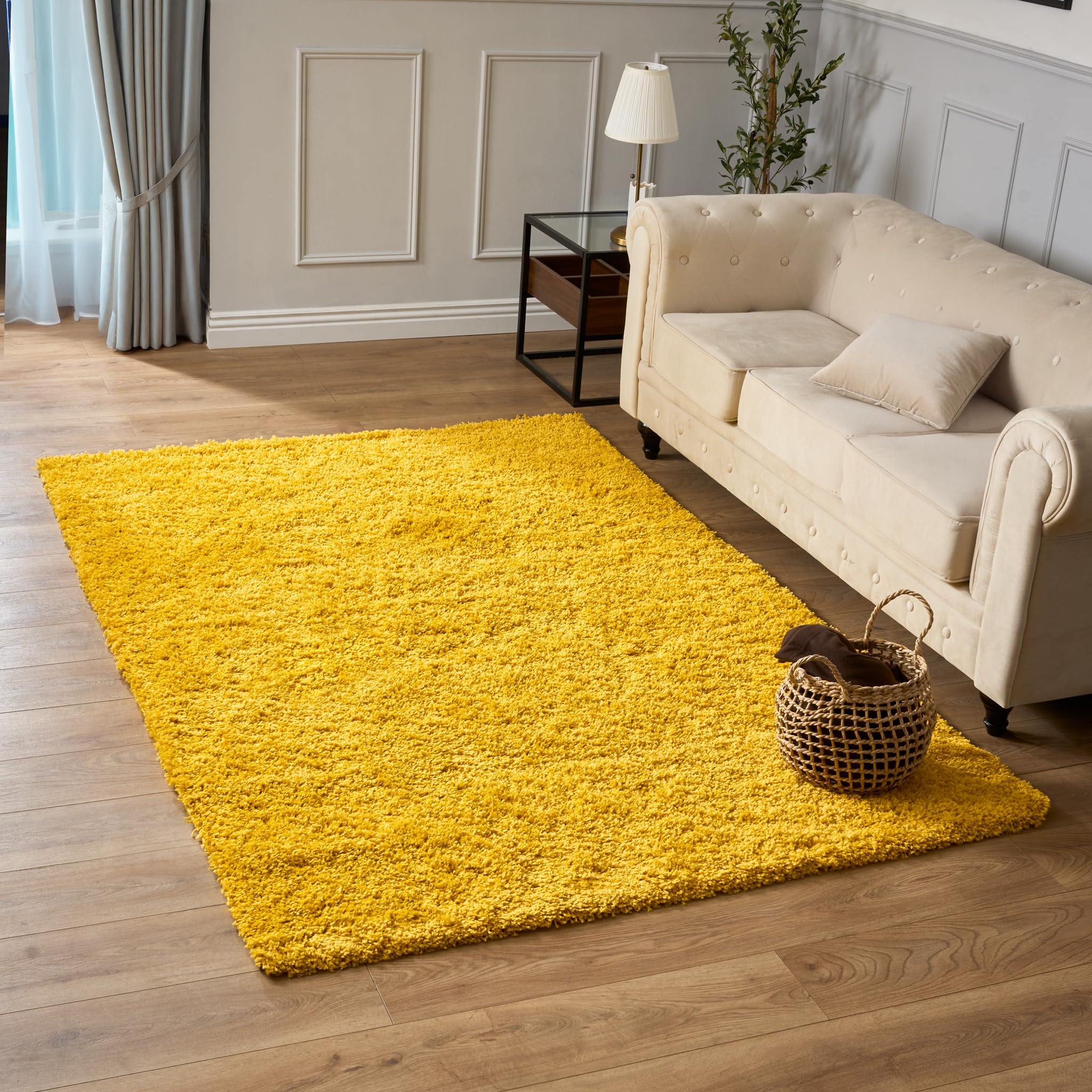 Bravich Navy Blue Shaggy Rug 80 x 150cm (2'7" x 4'11") 5cm Pile Medium Thick Fluffy Living Room Hessian Backed Washable — view 65