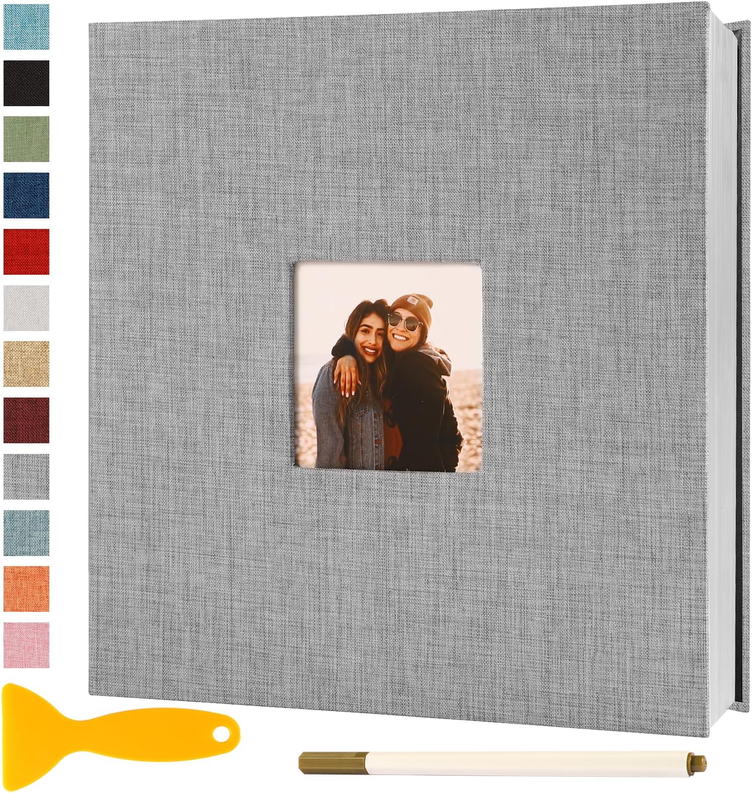Photo Album Self Adhesive Pages Scrapbook 11x10.6 Grey 40 Pages