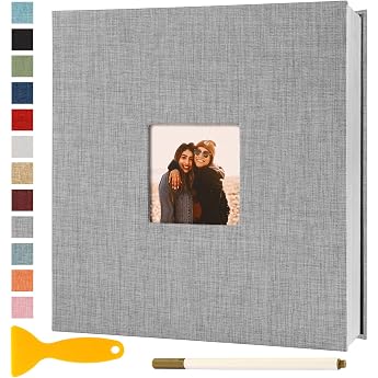 Photo Album Self-Adhesive 28 x 27 cm Photo Album for Gluing 40 Pages Grey | Large scrapbook DIY photo album photo book baby w