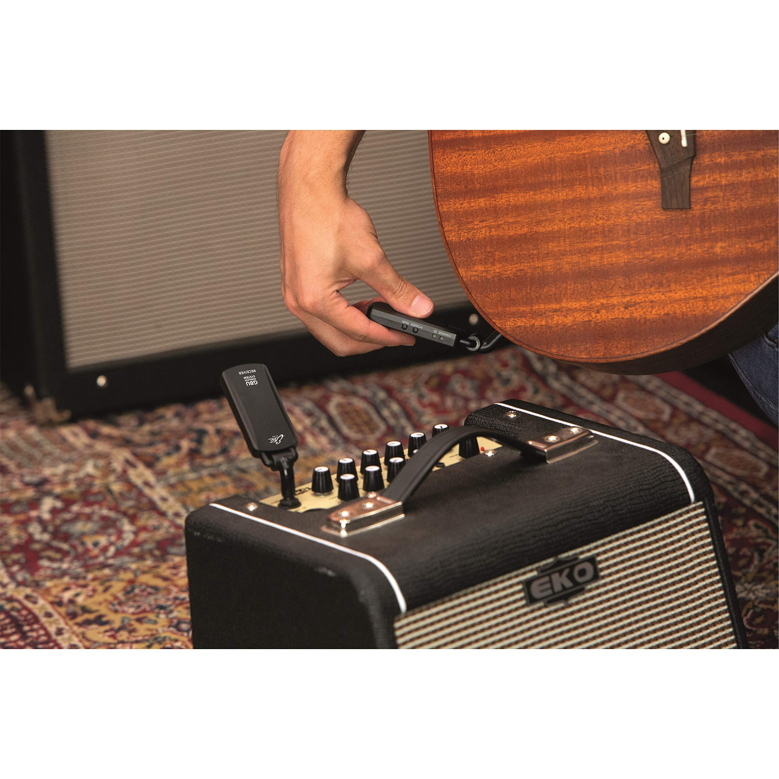 EKO GUITARS – GBU Wireless System, Trasmettitore E Ricevitore Wireless Per Chitarra Basso Ukulele, Range Frequenza 20Hz-20kHz, Latenza <5ms, Portata Oltre 30m, USB Ricaricabile