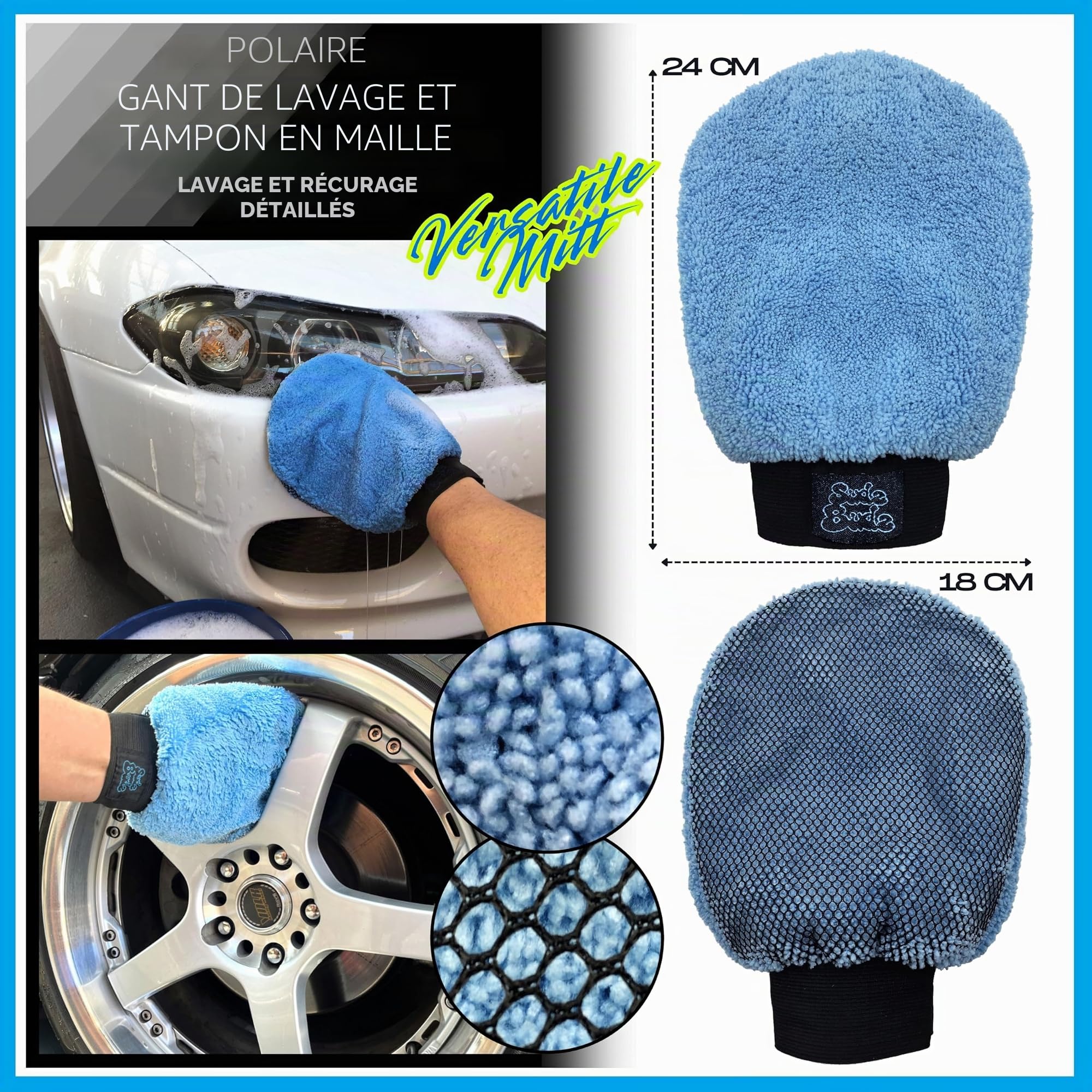 Premium Kit Nettoyage Voiture 10 pcs | Gants Lavage Voiture, Twisted Loop Microfibre Chiffons, Brosse Jante, Pinceau Detailing Auto pour Le Lavage Extérieur Le Nettoyage Intérieur