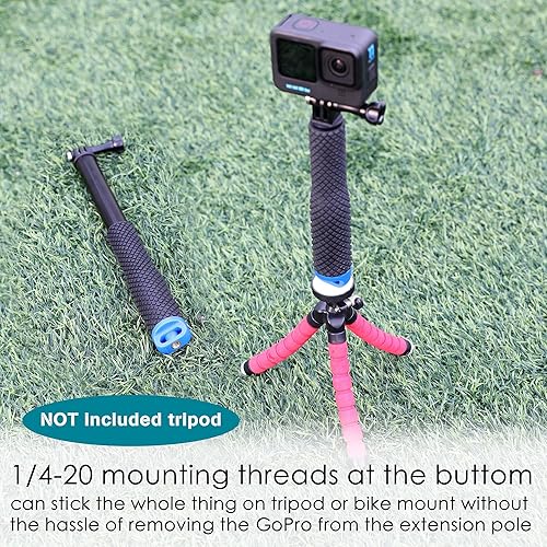 Miniatura 8 de Palo selfie extensible de 7 a 23 pulgadas para GoPro, mango impermeable, monopie para cámara de acción, poste de extensión portátil para GoPro Hero