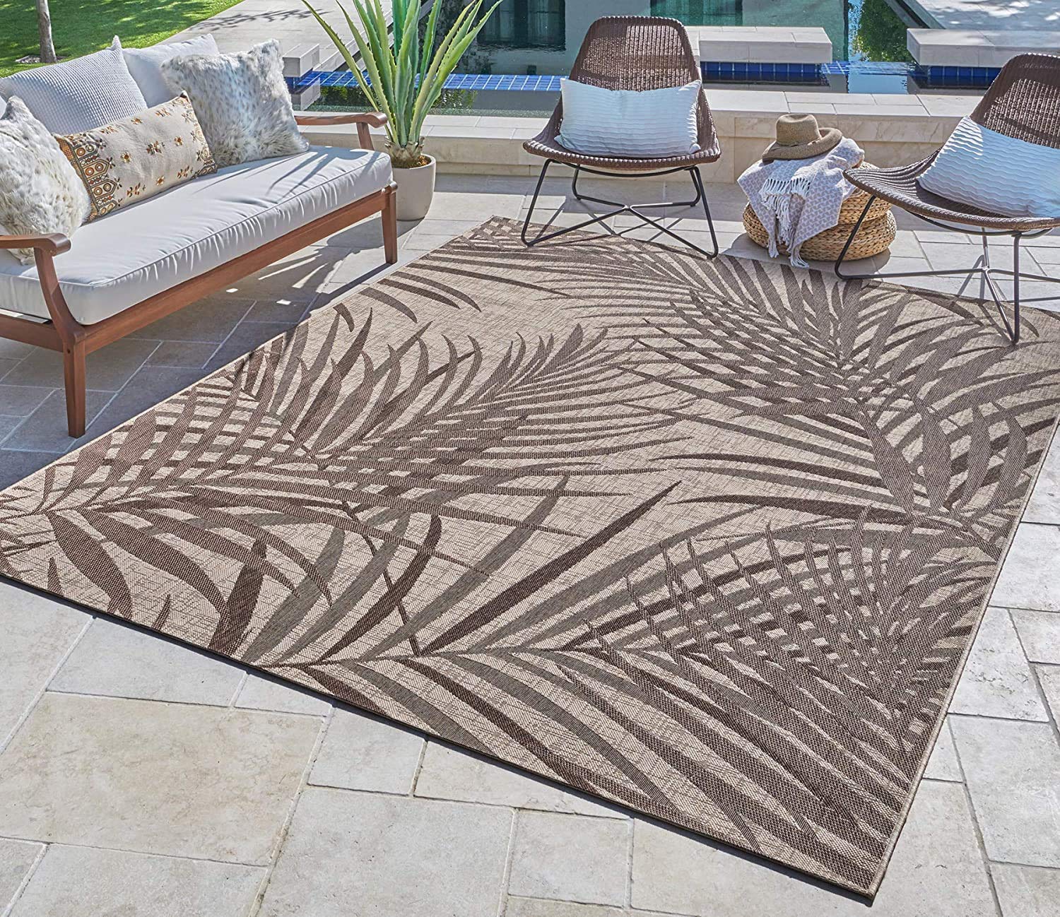Gertmenian Indoor Outdoor Classic Flatweave Area Rug, Stain & UV ...