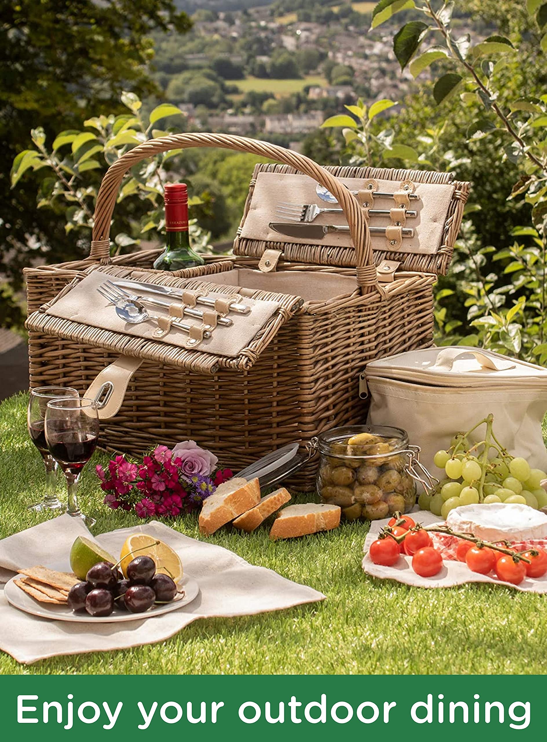 Wrenbury Deluxe Fitted Picnic Basket for 2 People with Chiller