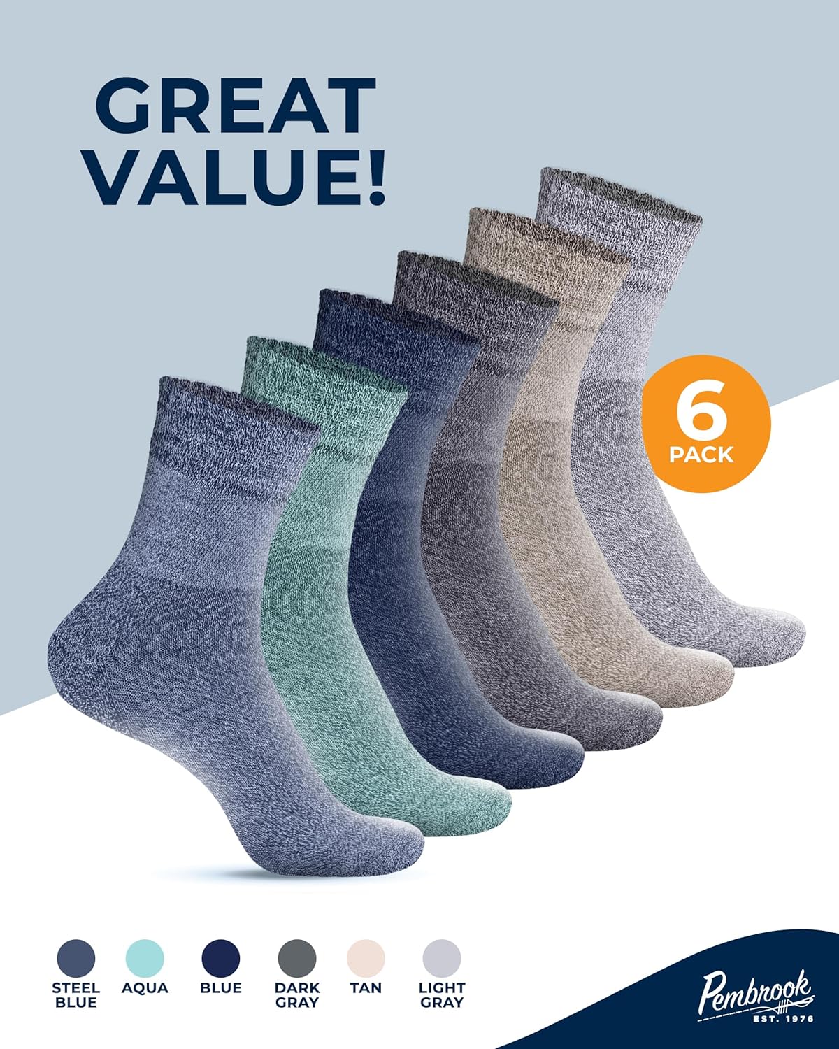 Pembrook Bamboo Viscose Diabetic Socks for Women & Men - 6 Pairs Ankle Socks for Swollen Feet | Neuropathy Socks - Image 5