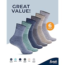 Pembrook Bamboo Viscose Diabetic Socks for Women & Men - 6 Pairs Ankle Socks for Swollen Feet | Neuropathy Socks | Mens Diabetic Socks | Blues & Neutrals