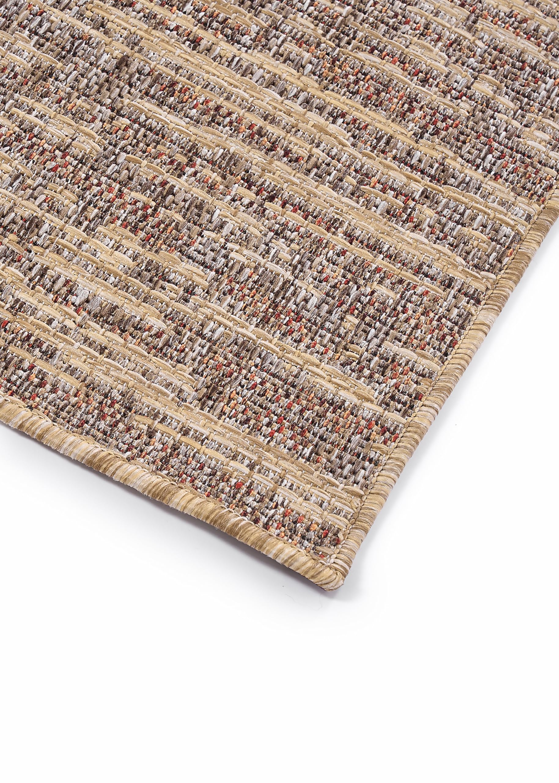 TAPISO Yucana In & Outdoorteppich Dunkelbraun Braun Beige Boho 140 x 200 cm