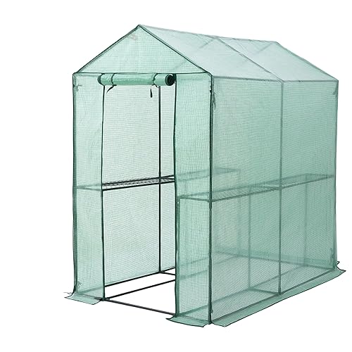 Gardebruk® Gewächshaus 190x186x120 cm Tomatengewächshaus Begehbar mit 4 Ablagen Foliengewächshaus