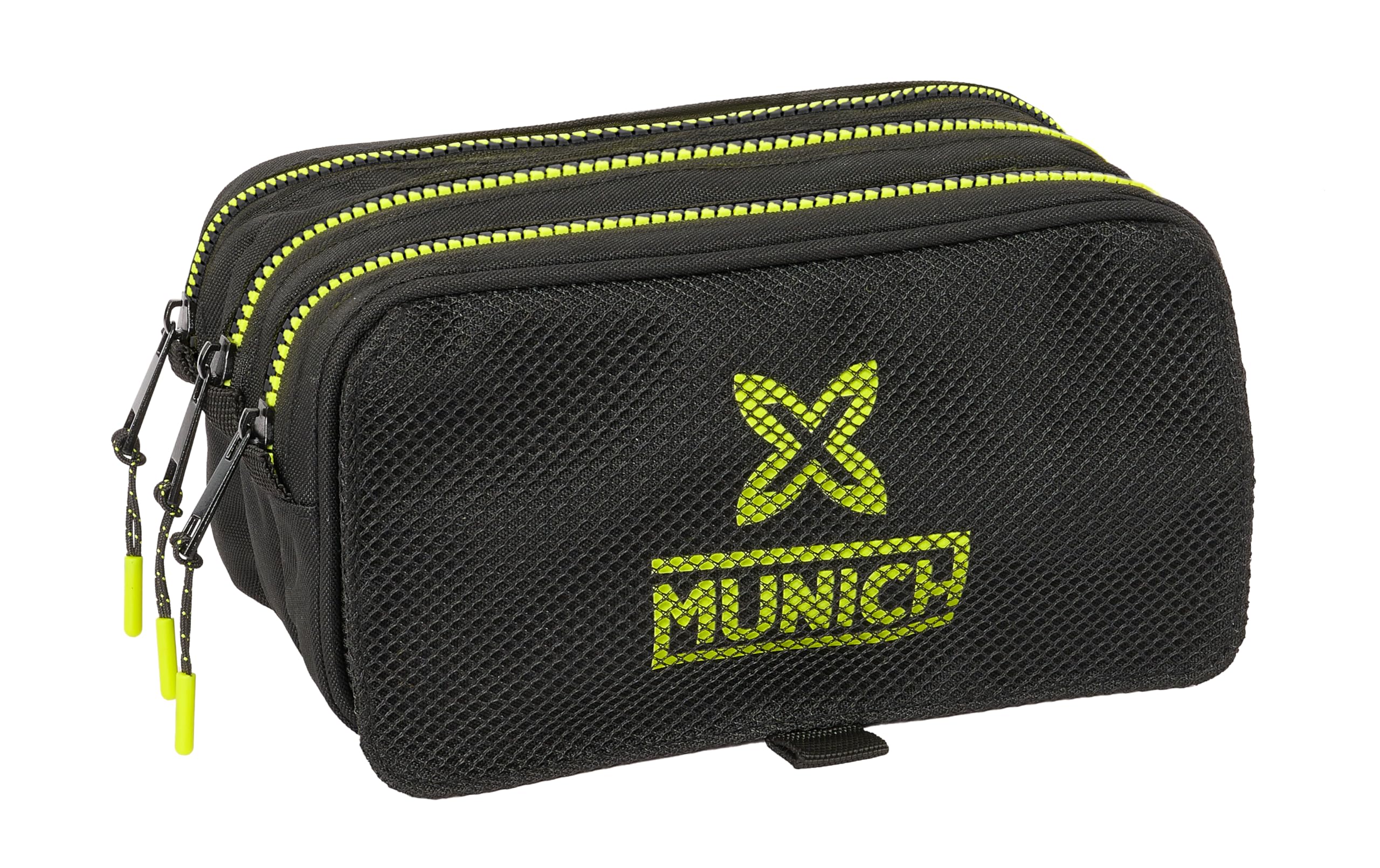 Safta MUNICH BEAT - Portatodo Triple Big, Estuche Infantil, Estuche Niño, Ideal para Niños en Edad Escolar, Cómodo y Versátil, Calidad y Resistencia, 21.5x8x10 cm, Color Negro