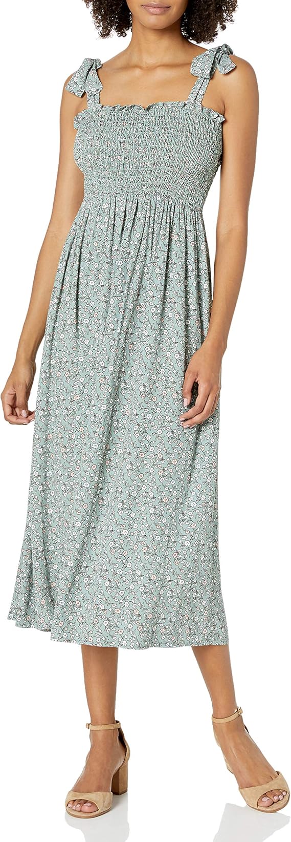Smocked tie shoulder dress Clearance