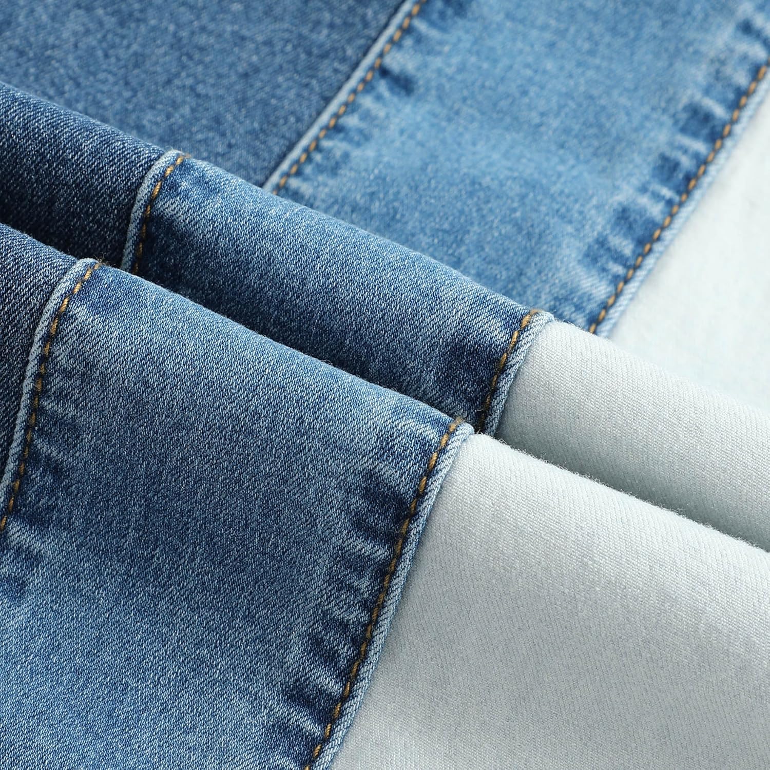 THUNDER STAR Women Patchwork Flare Jeans Stretch High Waisted Bell Bottom Raw Hem Denim Pants - Image 9